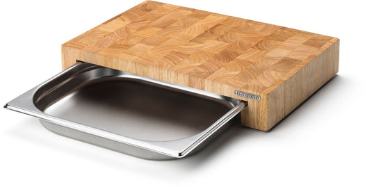 Continenta snijplank met inox lade - rubberwood - 39 x 27 x h6cm