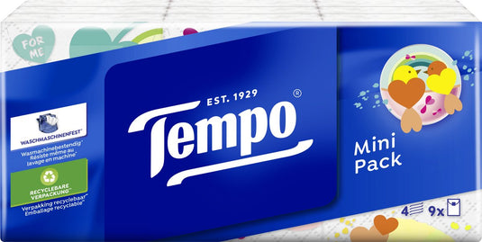 Tempo mini pack - 4-laags zakdoekjes - 40 x 9 pakjes = 360 pakjes