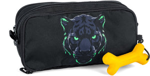 Stones and bones rowan 2.0 - etui - pennenzak voor kinderen - 3 vakken - zwart panther - zwart