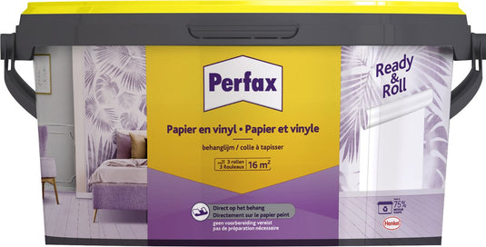 Perfax ready roll behanglijm papier vinyl 2.25 kg | eenvoudig en snel behangen | voor papier en vinyl