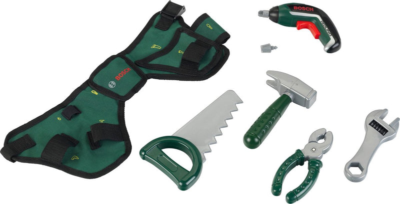 Afbeelding laden in galerijviewer, Klein toys bosch mini gereedschapsgordel-set - accuschroevendraaier, hamer, tang, zaag, moersleutel, schroevendraaier - incl. licht- en geluidseffecten - groen rood
