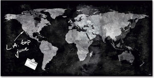 Sigel glasmagneetbord - artverum - 91x46cm - zwart wereldkaart - si-gl270