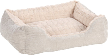 Flamingo hondenmand – hondenkussen – hondenbed – verona rechthoekig – beige – 65x50x20 cm – pluche mand met afneembare hoes en antislip bodem – wasbaar op 30°c