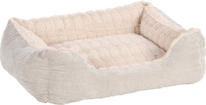 Flamingo hondenmand – hondenkussen – hondenbed – verona rechthoekig – beige – 65x50x20 cm – pluche mand met afneembare hoes en antislip bodem – wasbaar op 30°c