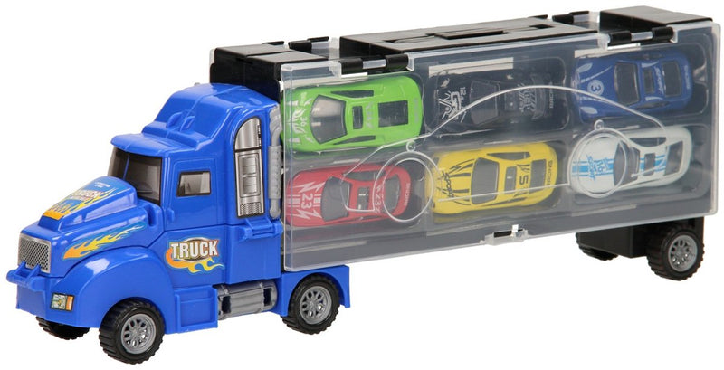 Afbeelding laden in galerijviewer, Lobbes speelgoed bv opberg autotransporter - blauw
