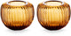 Vtwonen - set van 2 - kandelaren - bruin - glas - 11x9cm