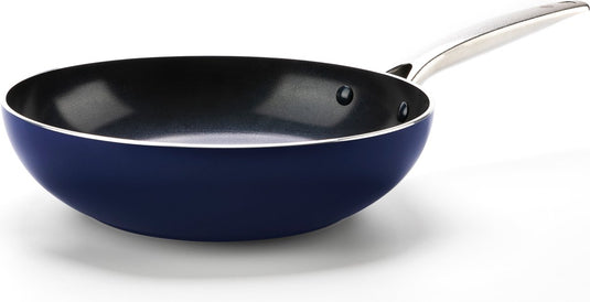 Blue diamond wok - 28 cm - 3-7l - blauw - inductie -anti-aanbak - pfas-vrij
