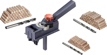 Kwb deuvel professioneel deuvelkaliber, complete set inclusief cv-houtboor en houtdeuvel, universele boorhulp voor rechte gaten van ø 3 3,3, 4 4,2, 5 6 6,8, 8 10 12 mm