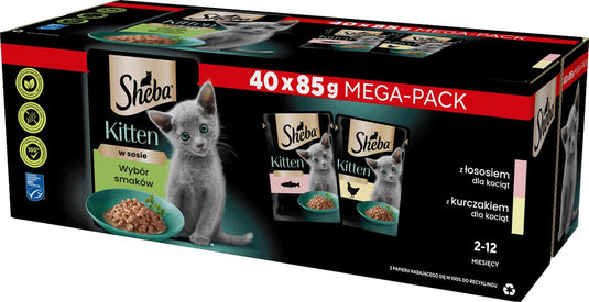 Sheba kitten serie - natvoer bewerking - smaakselectie - zalm en kip - 85g per zak - 40 stuks
