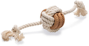 Beeztees puppy dental speeltouw fem - hondenspeelgoed - rubber katoen - beige bruin - 30x8,8x8,8 cm