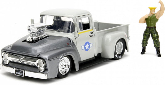 Jada toys street fighter 1956 ford pick-up met guile figuur kant-en-klaar model personenauto (model)