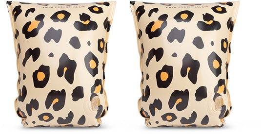 Swim essentials - zwembandjes - panterprint - zwemvleugels - 15-30 kg - 2-6 jaar - beige