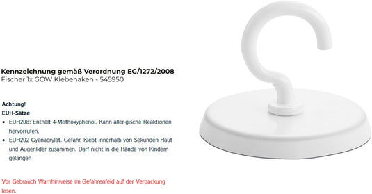 Fischer 1x gow zelfklevende haak - 545950