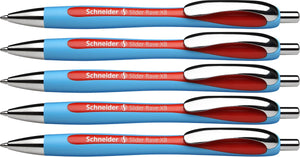 Schneider schrijfwaren schneider balpen - slider rave - penpunt xb - lijnbreedte 1,4mm - rood - 5 stuks - s-132502-5