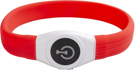 Duvo plus - dierenkleding - hond - flash light ring maxi usb silicon 45x2,5x1cm rood - 1st