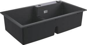 Grohe k500 composiet dubbele spoelbak - 86cm - inbouw - met overloop en automatische afvoer - granite black
