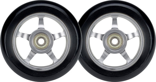 Black dragon stuntstep wielen set - spoked alu - zilver