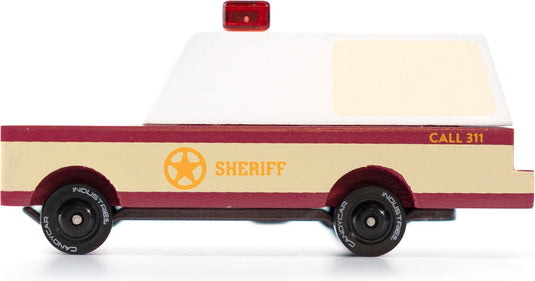 Candylab speelgoedauto sheriff truck - houten candycar wereld.