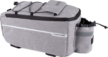 Dunlop koeltas voor bagagedrager fiets - 7 liter - fietstas - klittenband bevestiging - incl. extra opbergvakken en flessenhouder - isolerende binnenlaag - met schouderband - grijs