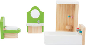 Small foot - houten poppenhuis meubeltjes badkamer, 4dlg.