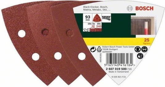 Bosch 25-delige schuurbladenset voor deltaschuurmachines - korrel 60; 120; 240