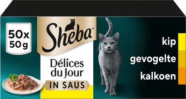 Sheba kattenvoer - délices du jour - gevogelte saus - mega-pack 50x50g