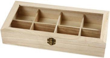 Creativ company houten doos met glazen deksel 32x16x6 cm