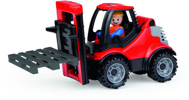 Lena speelgoed heftruck met pallet - truckies - kunststof - rood.