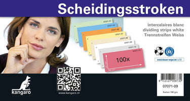 Kangaro scheidingsstroken - 2-gaats - 225x120mm - 180 grams - wit - 100 stuks
