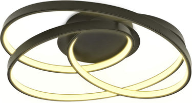 B.k.licht - led plafonniere - ringen plafondlamp - zwart - l: 39cm - warm wit licht 3.000 k - 35w