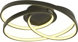 B.k.licht - led plafonniere - ringen plafondlamp - zwart - l: 39cm - warm wit licht 3.000 k - 35w