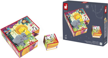 Janod - kubkid - jungledieren - 9 geïllustreerde blokken met jungledieren