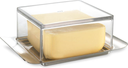 Gefu brunch botervloot 125 g – 14 x 8 cm – rvs kunststof – transparante deksel