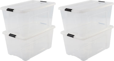 Iris topbox opbergbox - 45l - kunststof - transparant zwart - set van 4