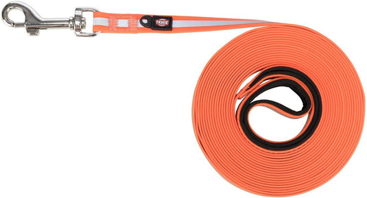 Trixie hondenriem - reflecterend oranje 10m x 1.7cm - waterafstotend pvc, handlus