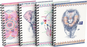 Oxford boho spirit spiraalblok, ft a6, 50 bladzijden, geruit 5 mm, geassorteerde kleuren