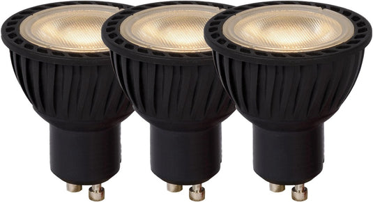 Lucide mr16 - led lamp - ø 5 cm - led dimbaar - gu10 - 3x5w 3000k - zwart - set van 3