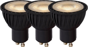 Lucide mr16 - led lamp - ø 5 cm - led dimbaar - gu10 - 3x5w 3000k - zwart - set van 3
