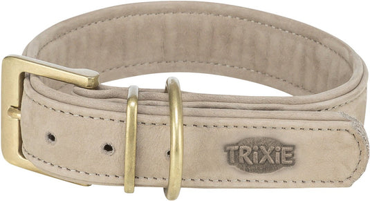 Trixie halsband hond pure leer lichtgrijs