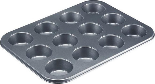 Westmark bakvorm voor 12 muffins, antiaanbaklaag, koudgewalst staal, back meister, antraciet, 32902270