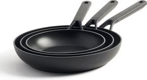 Kitchenaid classic forged aluminium koekenpannen set 3-delig - zwart - inductie - anti-aanbak - pfas-vrij