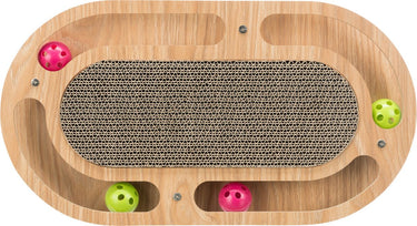 Trixie krabkarton - met speelgoed - hout - met catnip - 46x25x4 cm