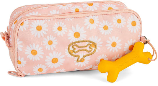 Stones and bones rowan 2.0 - etui - pennenzak voor kinderen - 3 vakken - daisies - bloesem