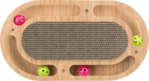 Trixie krabkarton - met speelgoed - hout - met catnip - 46x25x4 cm
