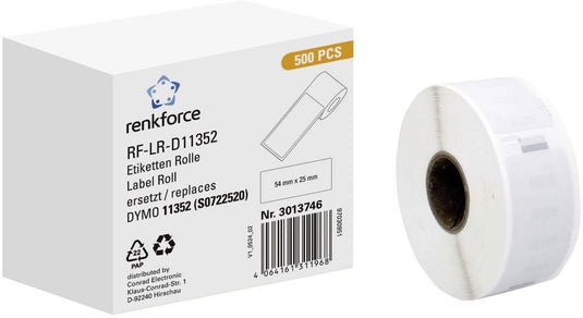 Renkforce rf-6027492, wit, zelfklevend printerlabel, doorlopend etiket, rol, papier, direct thermisch