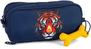 Stones and bones rowan 2.0 - etui - pennenzak voor kinderen - 3 vakken - tiger facet - indigo