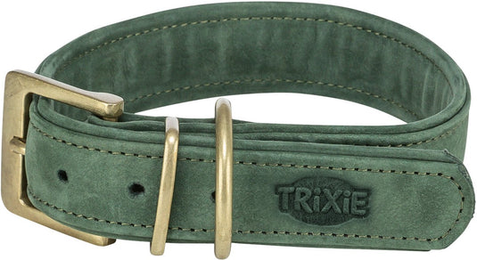 Trixie halsband hond pure leer saliegroen