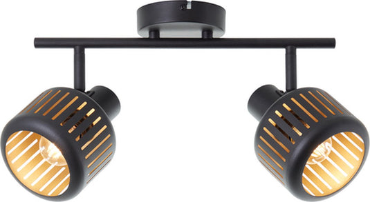 Brilliant tyas - plafondspot - e14 max 2x28w - zwart goudkleurig