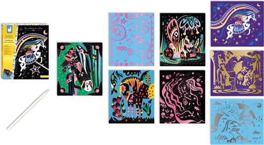 Janod - les ateliers du calme - scratch art - paarden en eenhoorns - knutselset