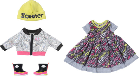 Baby born - city deluxe style - 43cm - jurk, laarzen en muts